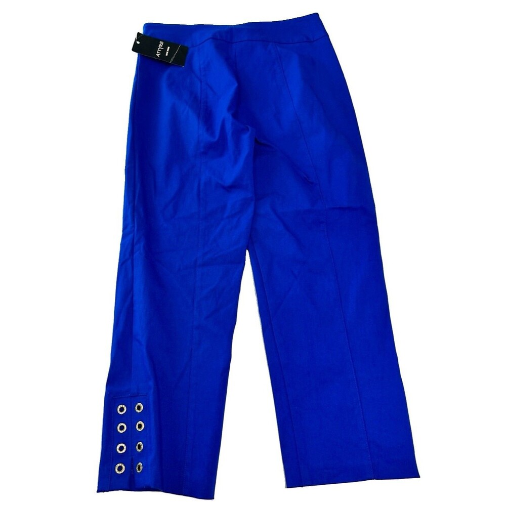 NWT Attyre Woman 4 X 23.5 ” L Stretch  Pull On Pants Blue Rhinestone  Accents